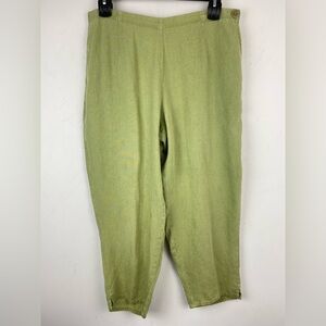 Flax size Medium Women’s Green 100% Linen High Rise Cropped Pants